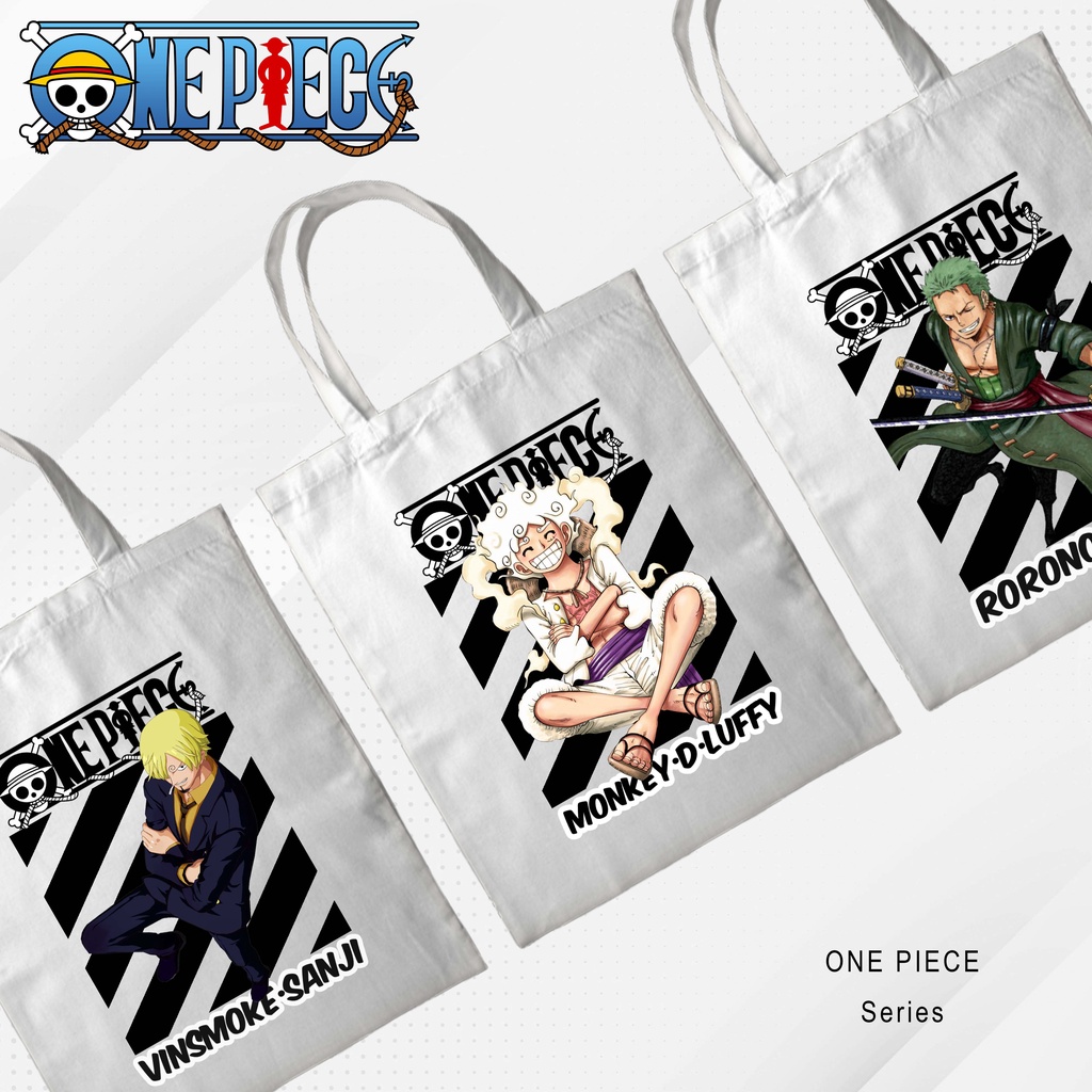 Totebag Anime One Piece Luffy Zoro Sanji Tote bag premium Totebag zipper totebag velcro