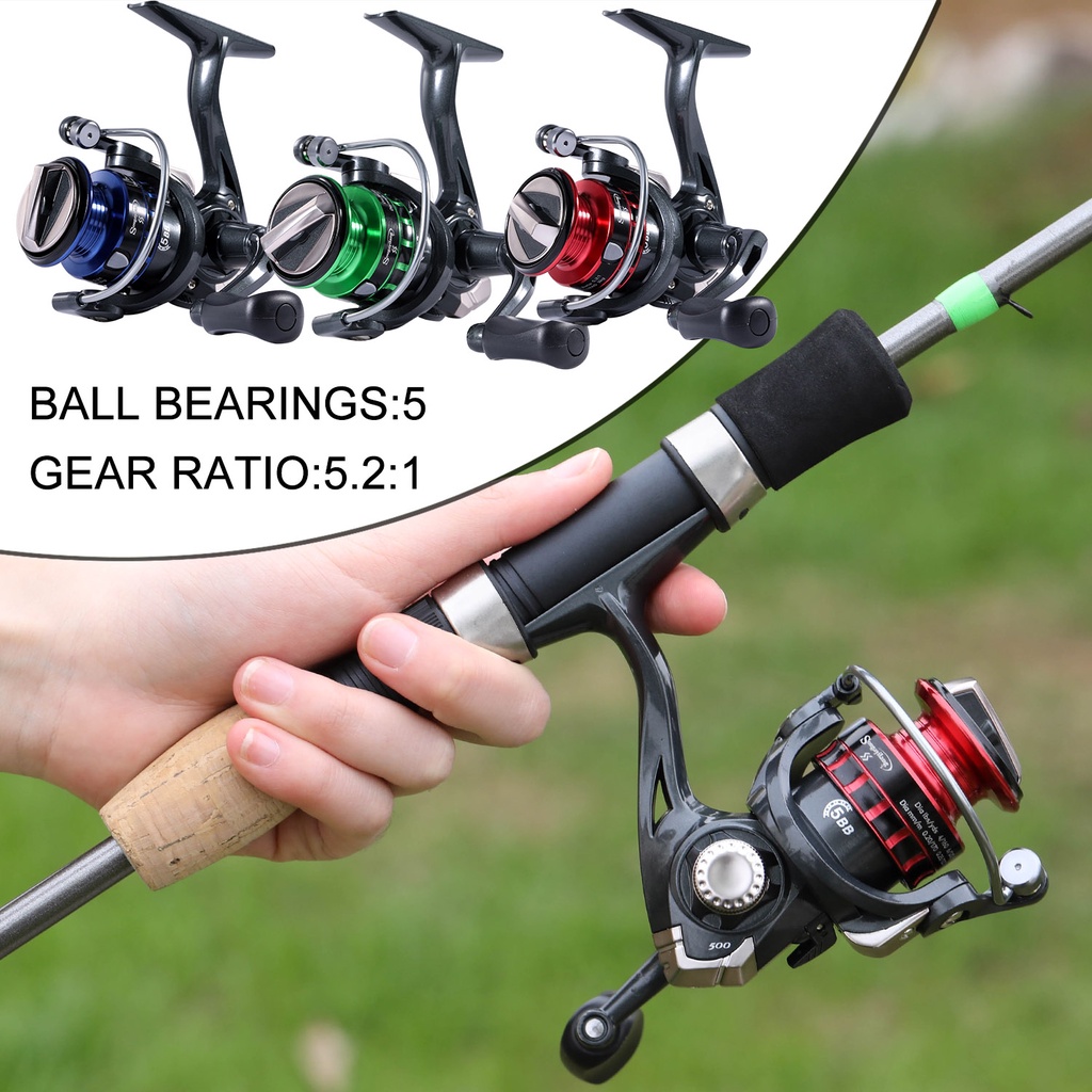 Reel Pancing  Blue Red Green Color Spinning Fishing 5.2:1 Ball Bearing 5 Cocok Untuk Memancing Di Laut Di Semua Perairan Fishing Reel Powerful Gulungan Pancing