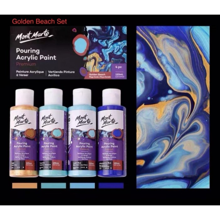

Mont Marte Premium Pouring Acrylic Paint 120Ml 4Pc Set - Golden Beach