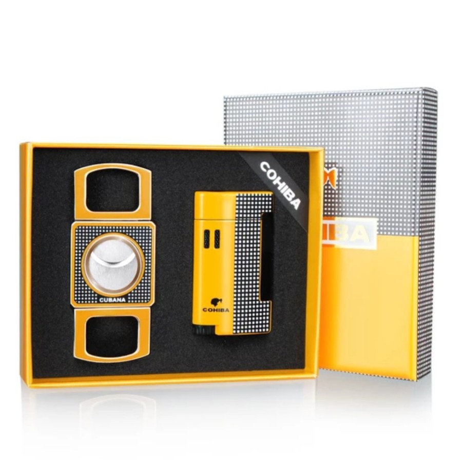Cohiba cigar lighter and cutter combo - Kuning