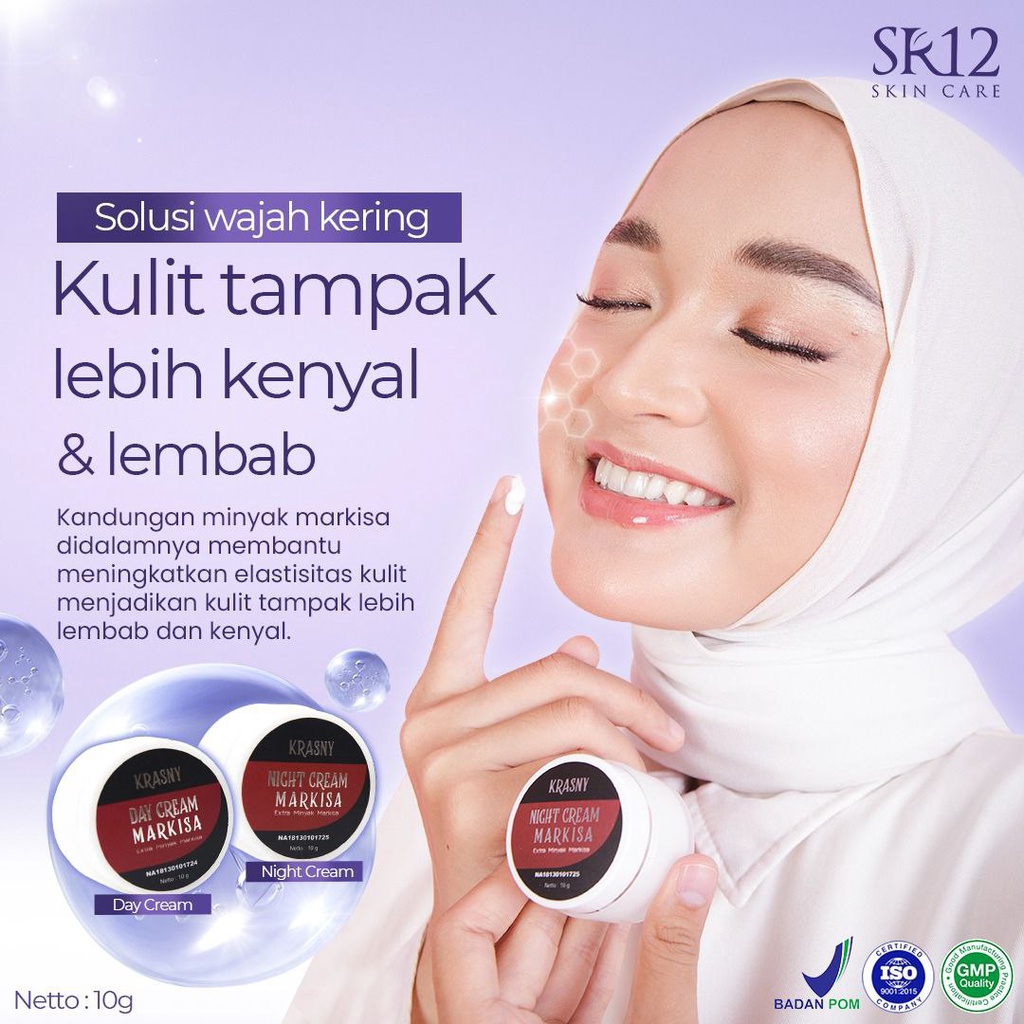 KRASNY CREAM SR12 EXTRACT MARKISA MEMBANTU ATASI JERAWAT &amp; FLEK HITAM / KRASNY DAY &amp; NIGHT CREAM SR12 / KRIM KRASNY UNTUK KULIT KERING / MEMBANTU MENCEGAH PENUAAN DINI, MELINDUNGI KULIT DARI SINAR MATAHARI, MELEMBABKAN &amp; MEMBANTU MENCERAHKAN KULIT WAJAH
