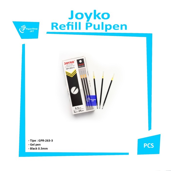 

BISA COD GPR-263 -3 REfill Gel Pen 0.5mm HITAM ( Order Kelipatan 24 )