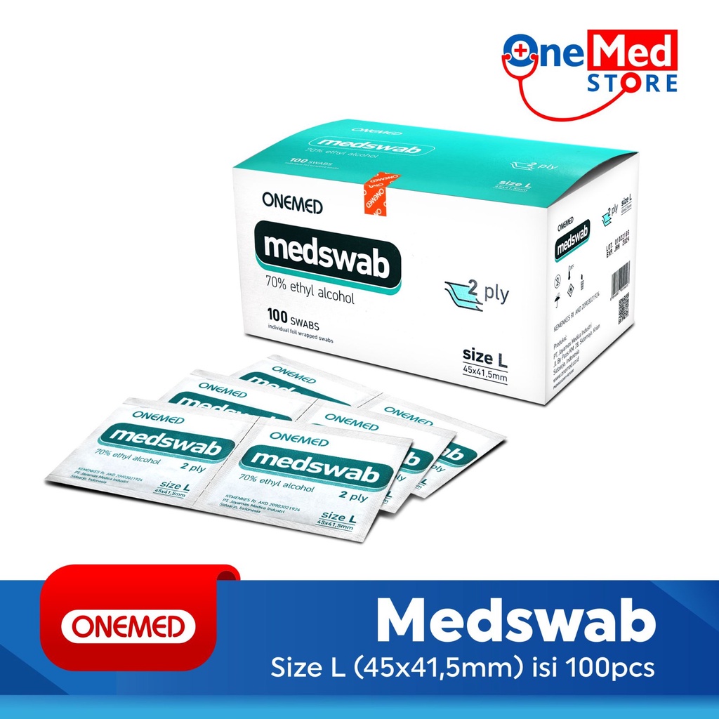 Med Swab Tissue Alkohol 2ply OneMed box 100pcs OJ2