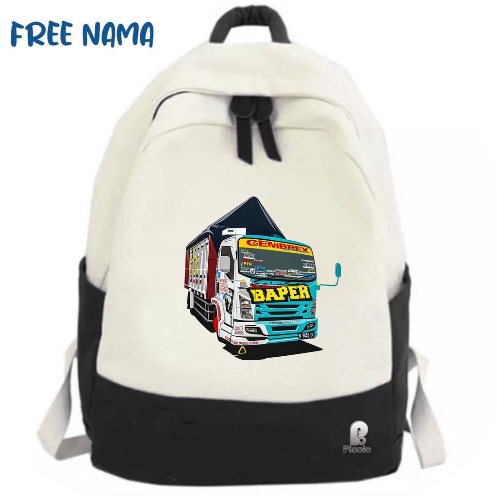 TAS RANSEL BACKPACK ANAK SEKOLAH MOTIF TRUCK OLENG UNISEX (FREE NAMA)