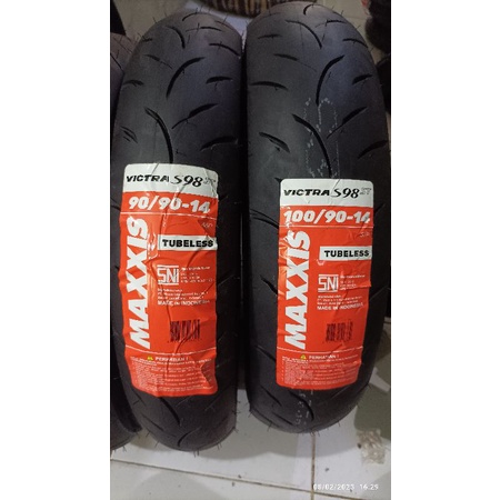 Sepasang new ban tubles maxxis victra s98 st, 90/90-14 &amp; 100/90-14. produk dijamin asli ori !!! free pentil !!!