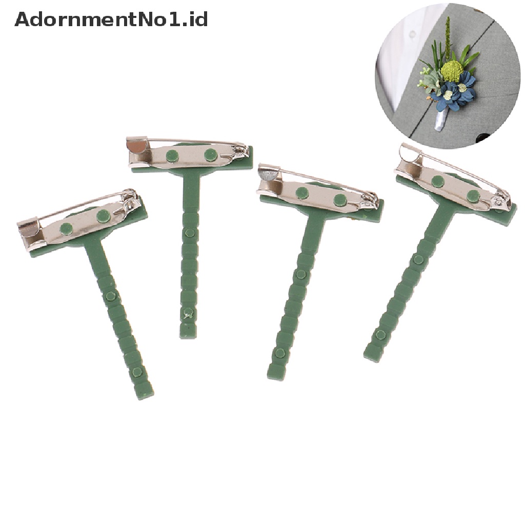 [AdornmentNo1] 100pcs Bros Berbentuk T Batang Plastik Pin Bros Segitiga Pernikahan Bahan Korsase [ID]