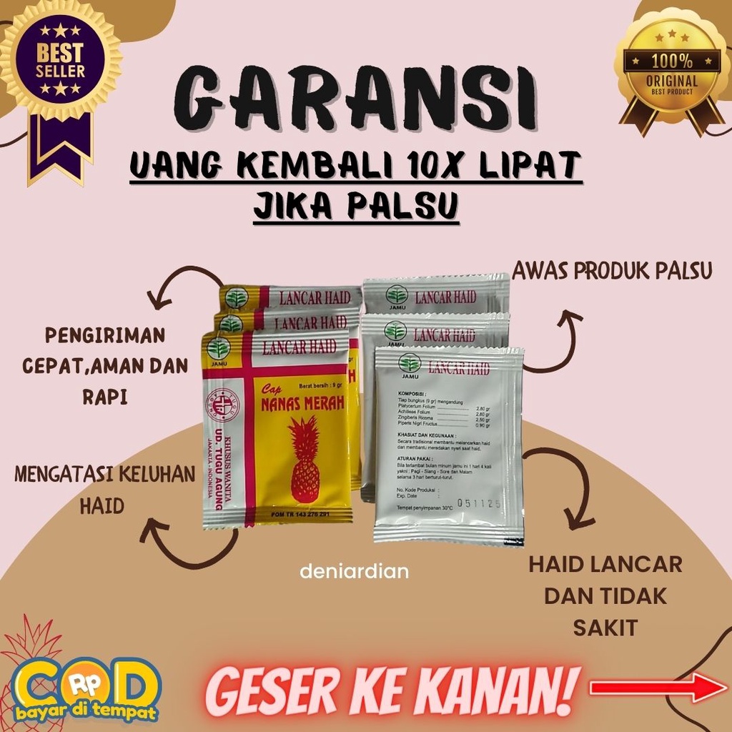 

(PER SACHET) JAMU LANCAR HAID CAP NANAS MERAH JAMU TELAT HAID