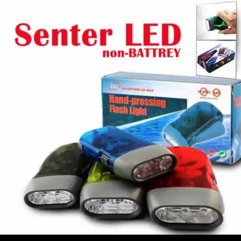 Senter Pompa Tangan Tanpa Baterai - Lampu Penerangan Darurat LED