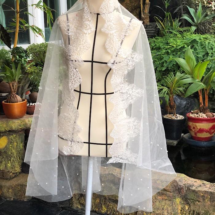 Sarkara Kerudung Pengantin untuk hijab putih mutiara