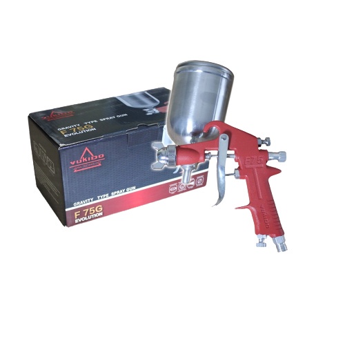 Paket Spray Gun F75G  Tabung Atas 400cc - Spraygun F75G + Selang Yukido 4.5m-12m - Paket Semprotan Cat Kompresor Free Coupler