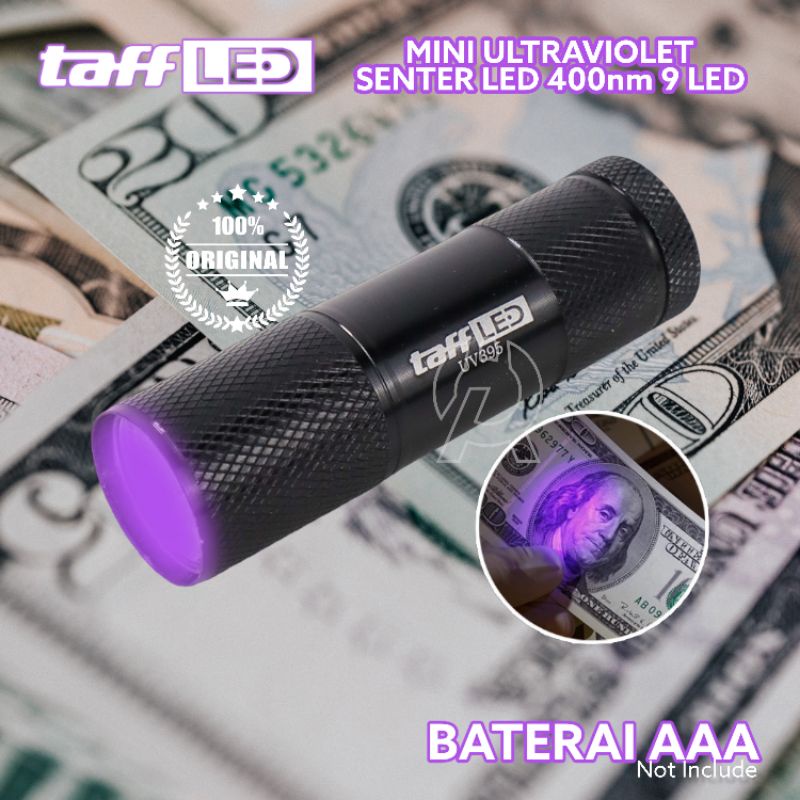 TaffLED Senter LED Mini Ultraviolet UV 400nm 9 LED