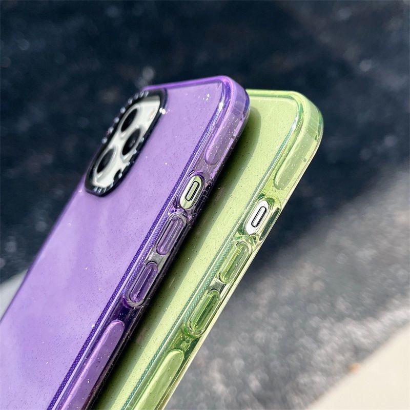 IPHONE Casing Ponsel Transparan Simple Warna Permen Untuk Iphone14 13 12 11 Pro Max14 13pro 78 Plus X XS XR Bening Mengkilap Casing Tahan Guncangan full cover