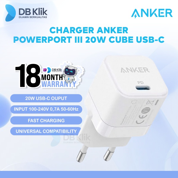 Charger Anker PowerPort III 20W Cube USB-C A2149 - Anker A2149