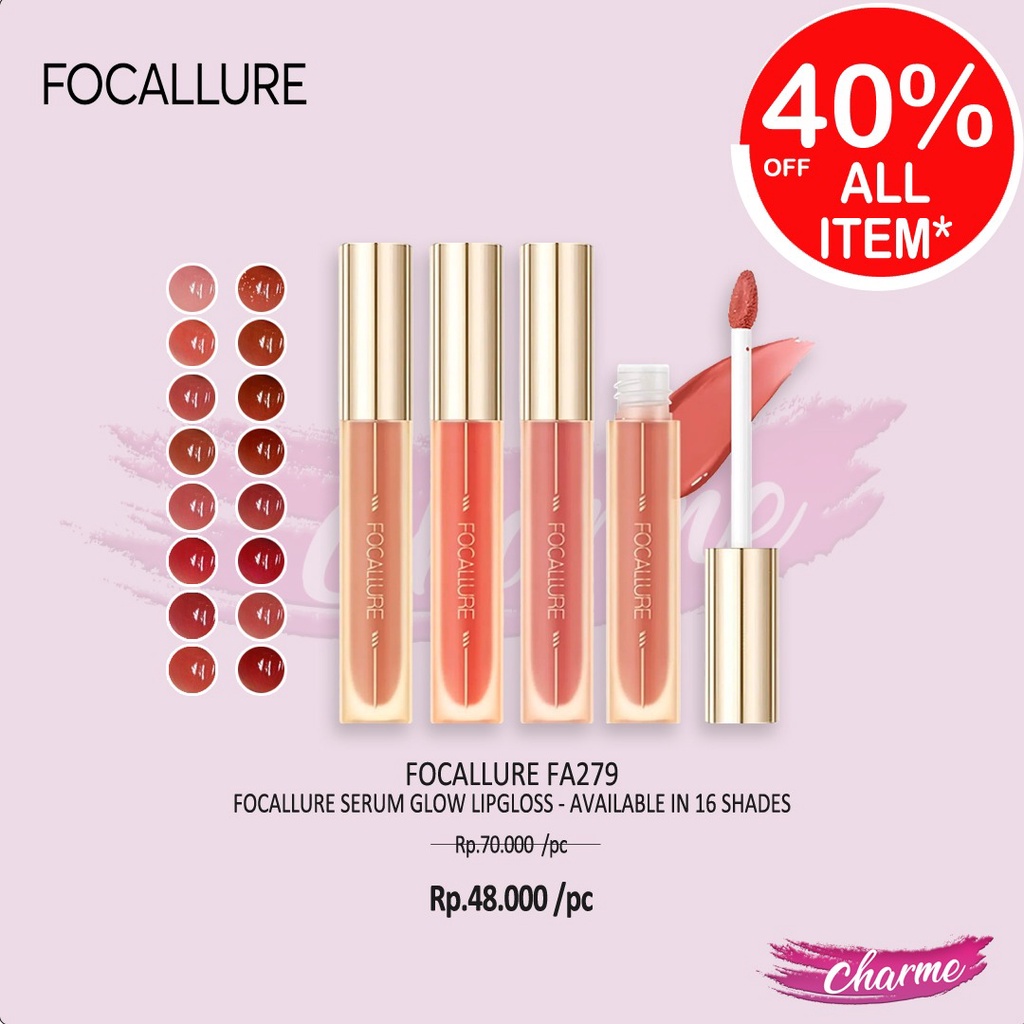 (READY &amp; ORI) Focallure Serum Glow Lipgloss Lip Gloss Amber Gold FA 279 FA279