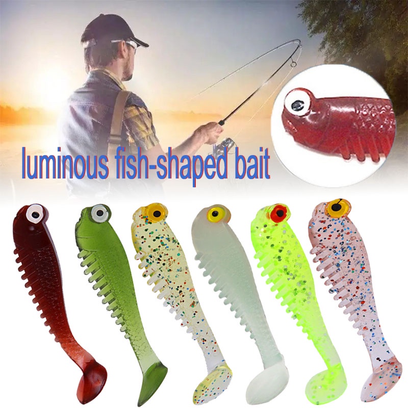 Crankbait Mandarin Fish Umpan Mulut Panjang Ikan Jenis Umpan Lembut 5cm 1.2g Silikon Mata Besar T Ekor Simulasi Air Asin Paddle Tail Lure Bionic Luminous Ikan Kecil Segar Laut Tengger Berenang