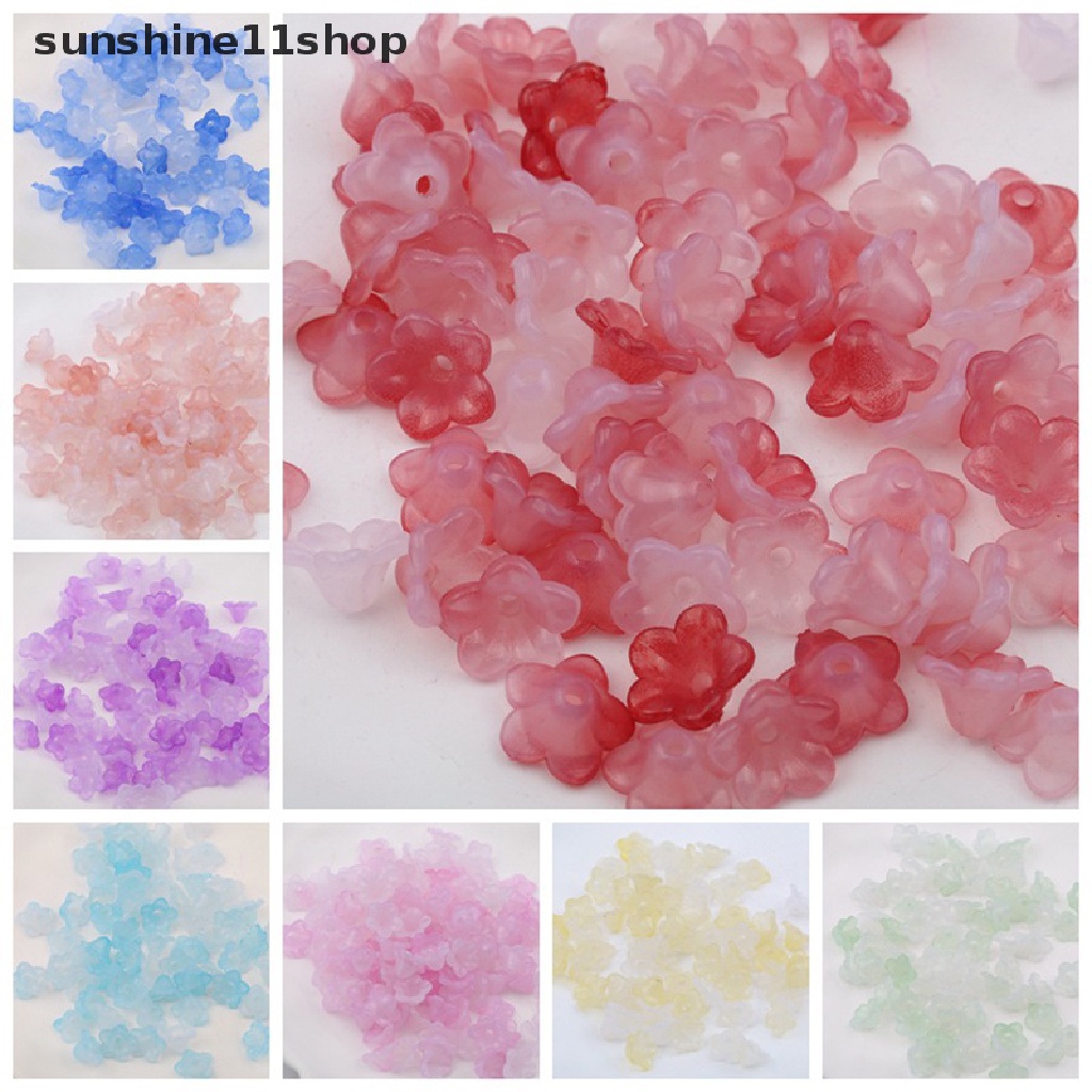 Sho 100pcs 12mm Bentuk Bunga Lampwork Kristal Kaca Manik-Manik Longgar Untuk Membuat Perhiasan Temuan Kerajinan DIY N
