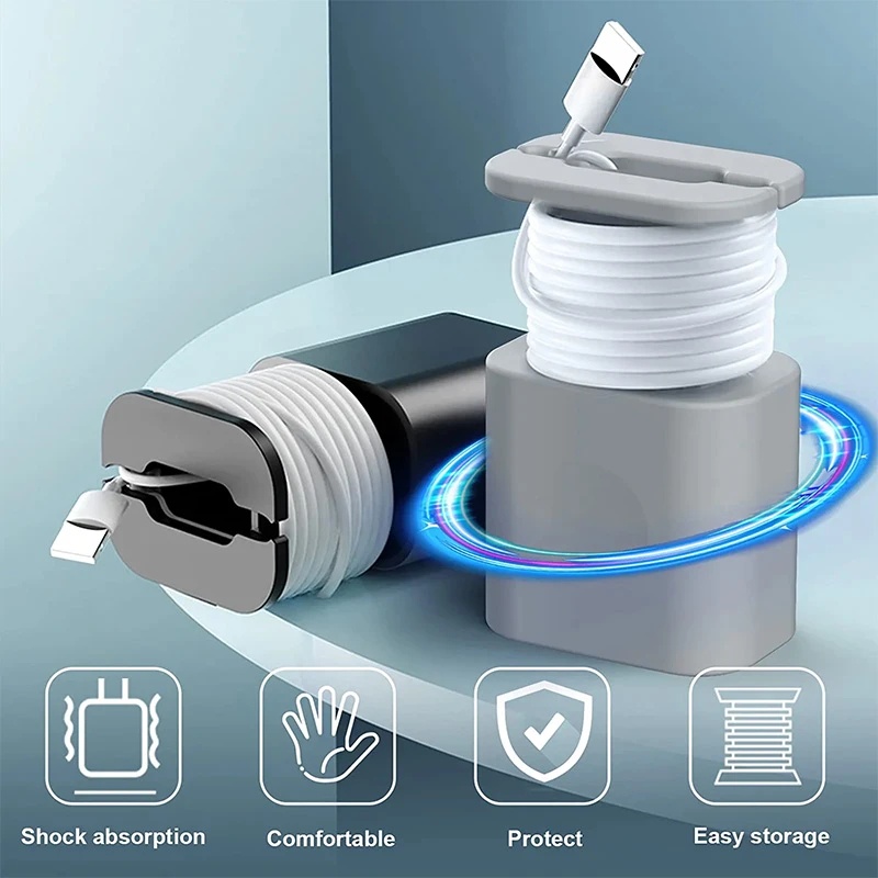 2in1 Silikon Premium Pelindung Charger Kabel Kawat Organizer Cover Anti Putus Cable Organizer Universal Anti Gores Penggulung Kabel Data Charger Case Pelindung Kabel Cord Bobbin