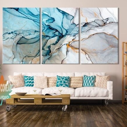 Lukisan Dinding Besar Minimalis Aksen Biru lukisan dinding kanvas minimalis modren dekorasi rumah ka