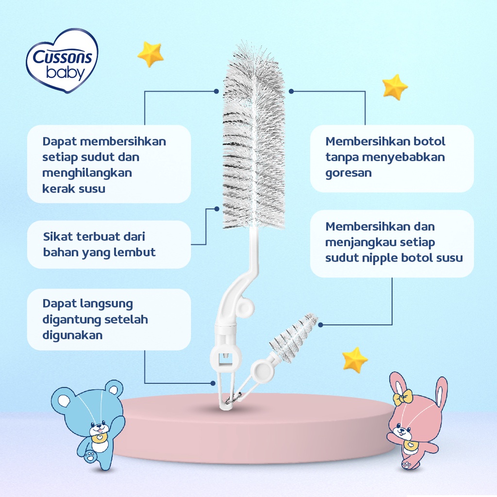 Cussons Baby 2in1 Foldable Bottle Brush Sikat Botol Bayi
