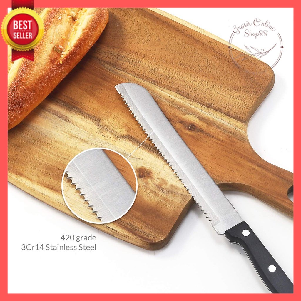 GOS -A210- Pisau Roti 2 Sisi - Bread Cake Knife - Pisau Roti Stainless Steel