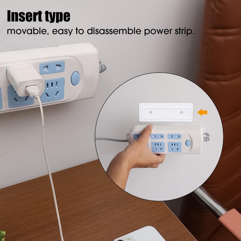 Putih Stop Kontak Baris Fixer Kabel Kawat Rumah Organizer Dinding Kait Socket Penyimpanan Holder Self-adhesive Dinding Mulus Power Strip Holder