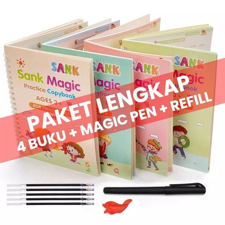 

A22 [ASJ] Buku Sank book Magic sank magic book Practice Book 1 Set Isi 4 Buku dan Pulpen TERBAIK ミ