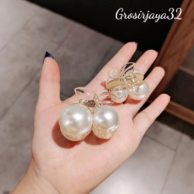 (GROSIRJAYA32) Jedai Mutiara CHERRY 3,5cm Jepit Salon Korea Mutiara Jepit Poni Mutiara PREMIUM Pearl Hair