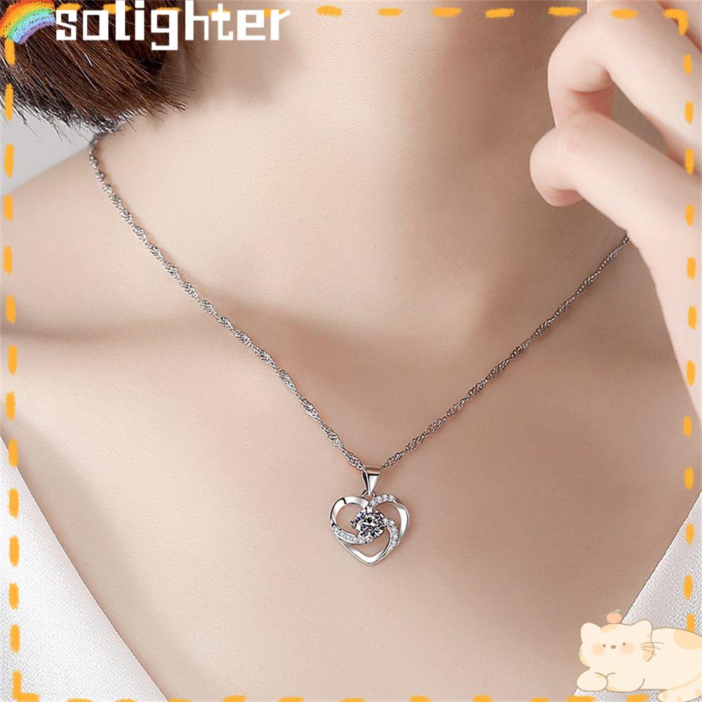 Solighter Liontin Kalung New Fashion Dekorasi Gaya Korea925 Sterling Silver