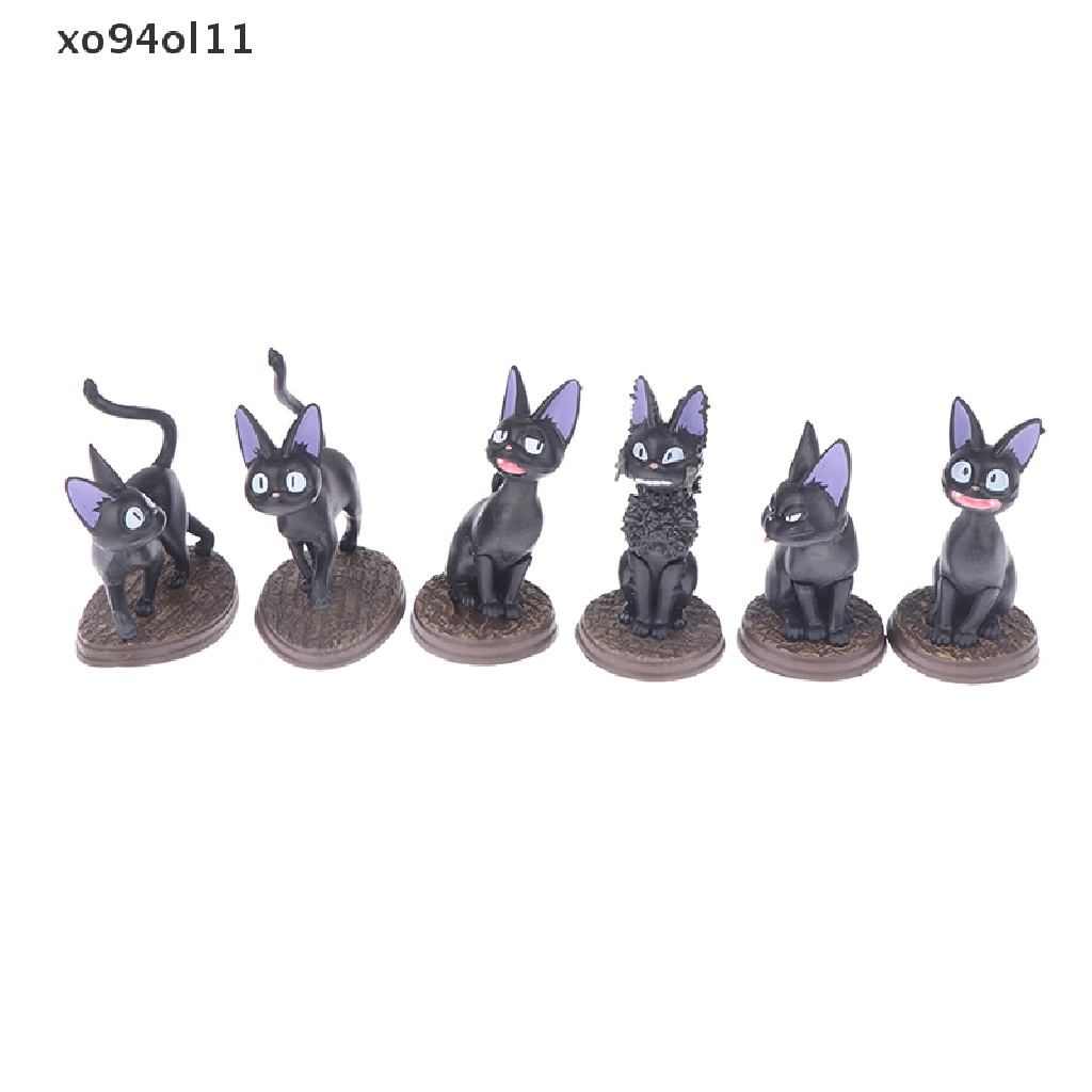 Xo 6Pcs Boneka Hewan Kucing Hitam Tokoh Anime Model Desktop Lucu Hiasan Mobil Dekorasi Rumah Mainan Anak Boneka Doll Mikro Landscape Ornamen Sisipan Kue OL