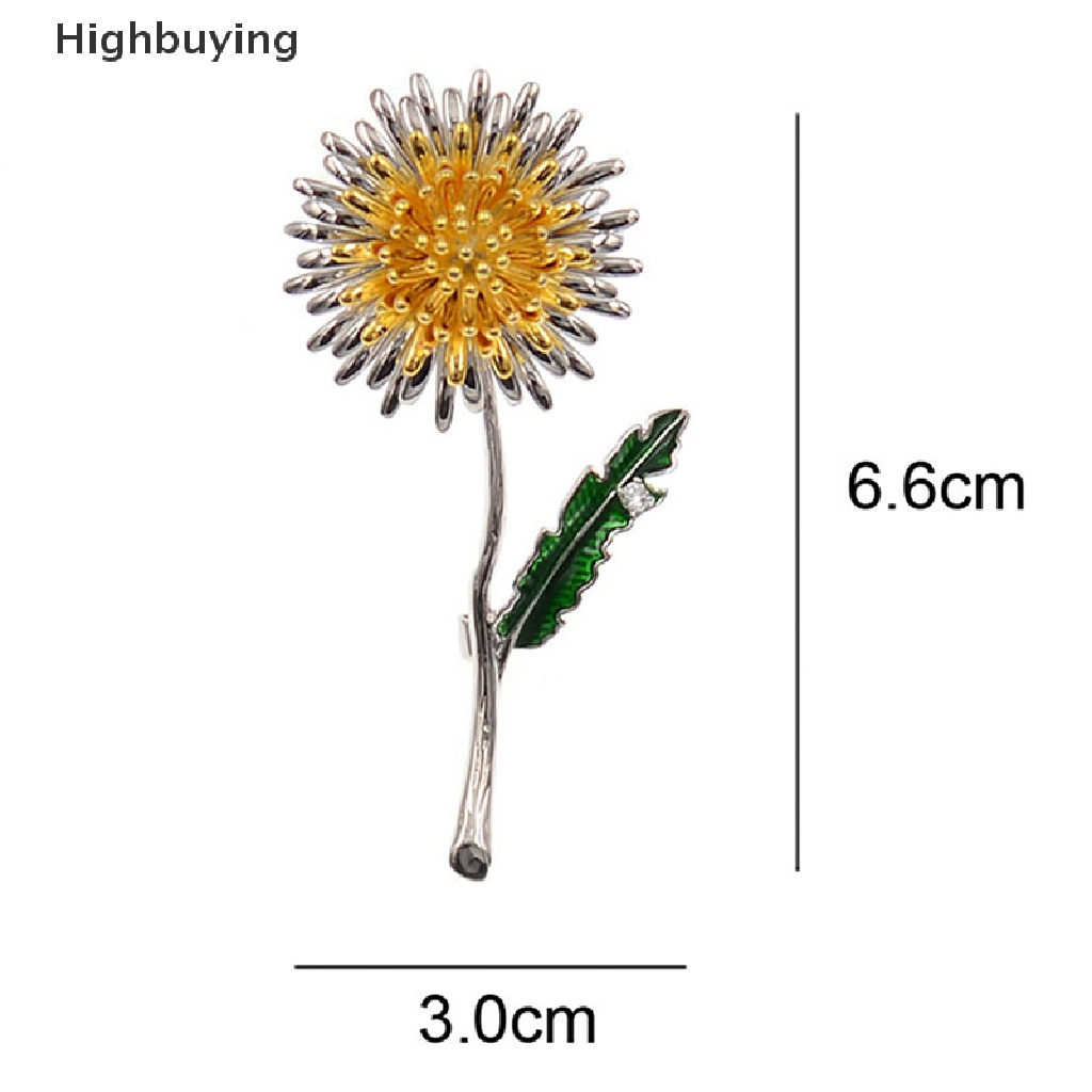 Hbid Hijau Daun Kuning Dandelion Bunga Enamel Bros Tanaman Brooch Pin Hadiah Pesta Glory