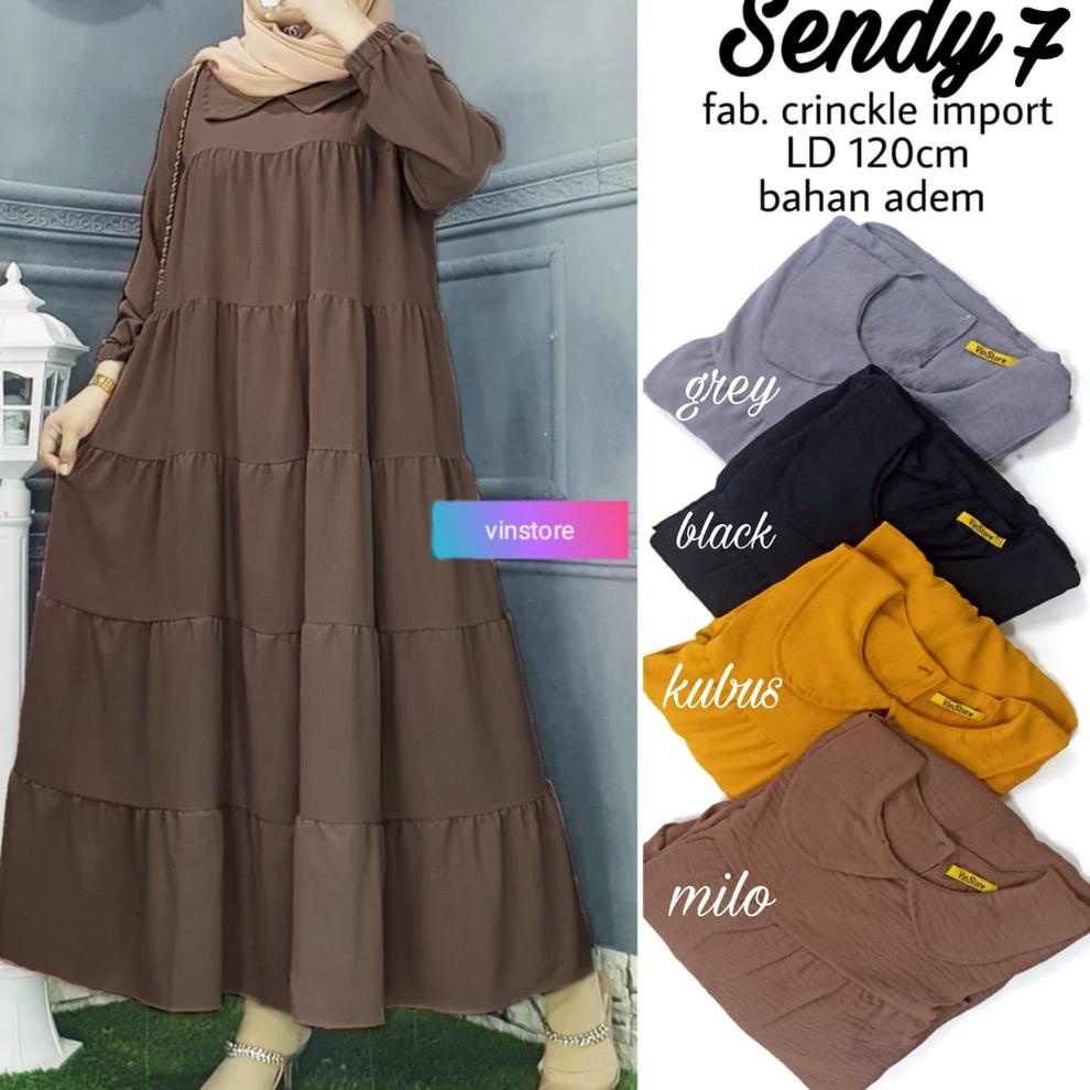 Siap Kirim Gamis Susun Crincle Import Polos Jumbo Ld120 Sendy Dress Terbaru 2022