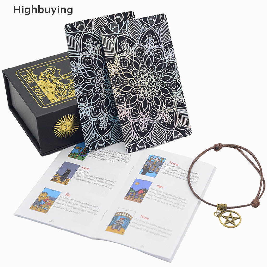 Hbid Set Kartu Tarot Gift Box Foil Emas Tarot Card Hot Stamping PVC Tahan Air Tahan Aus Board Game Solitaire Ramalan Glory