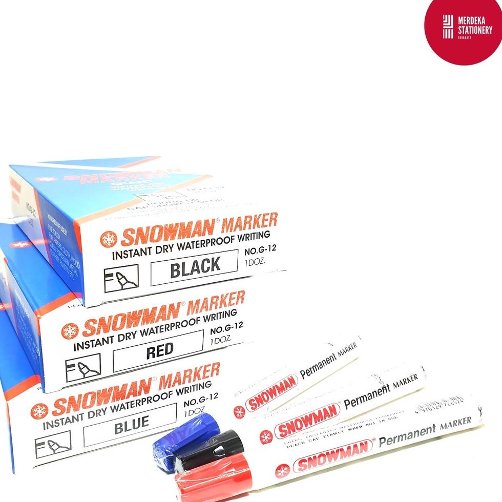 

E32 Spidol/Sepidol/Marker Permanen/Permanent Snowman G12/G-12(HITAM/BIRU/MERAH) BEST SELLER ヤ