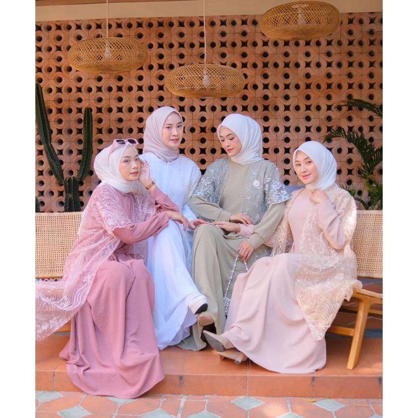 Prqueen Fashion | Sarahayu Set 2in1 | Dress Maxi Kondangan | Dress Outer Brukat Kekinian