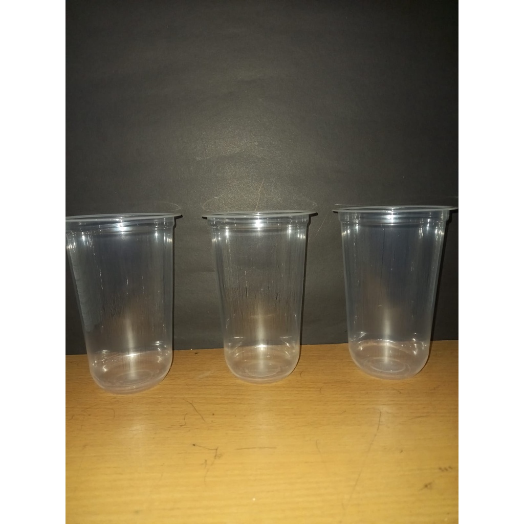 Gelas Oz UK 18 Oz Dan 18 Oz Oval - Gelas Plastik Bening Oval Datar Tebal Cup Plastik Gelas Plastik O