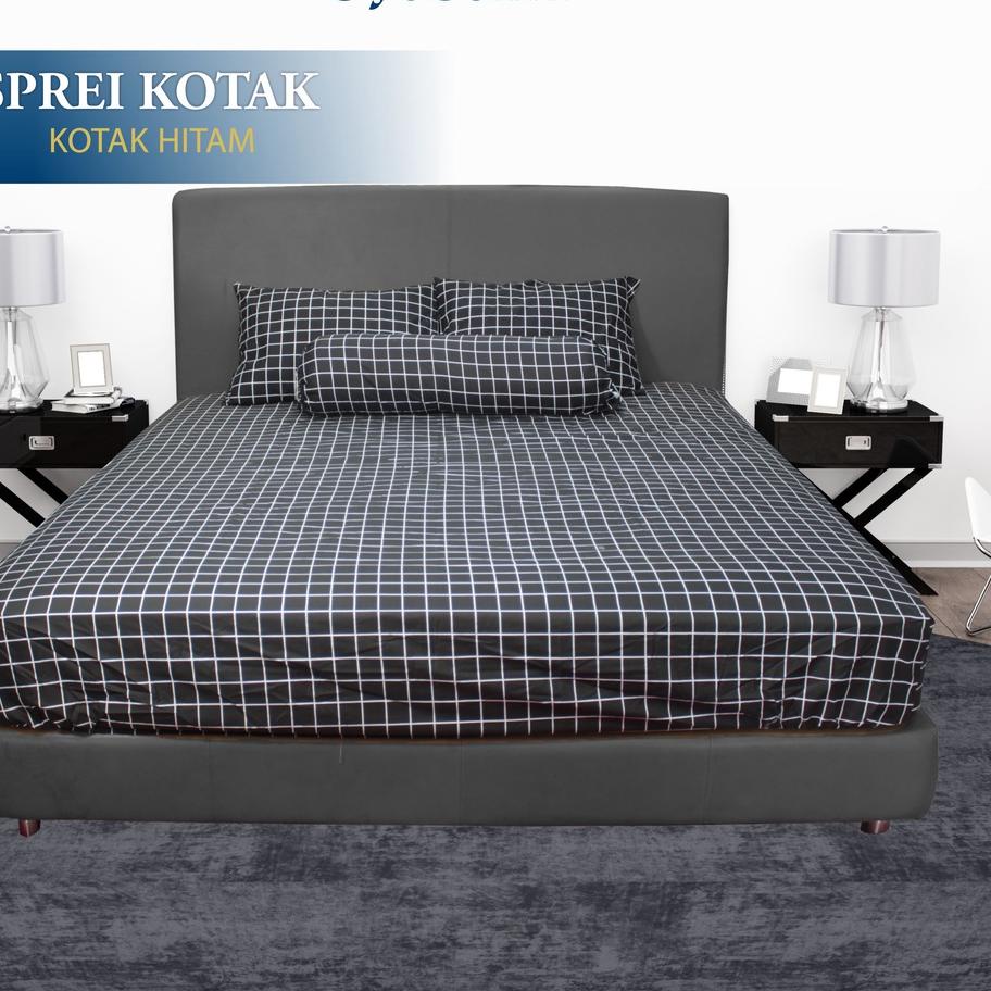 ➦ Oyasumi Sprei Motif Kotak Kotak Set Premium King Queen Single Sprei Motif Aesthetic Sprei Homemade