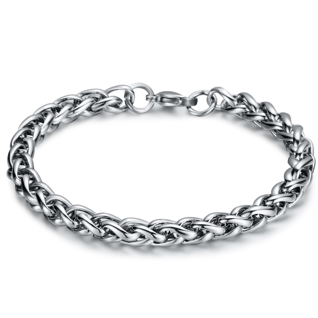 Gelang Rantai Bahan Titanium Stainless Steel Desain Keranjang Bunga Gaya Hip Hop Korea Untuk Pria Dan Wanita