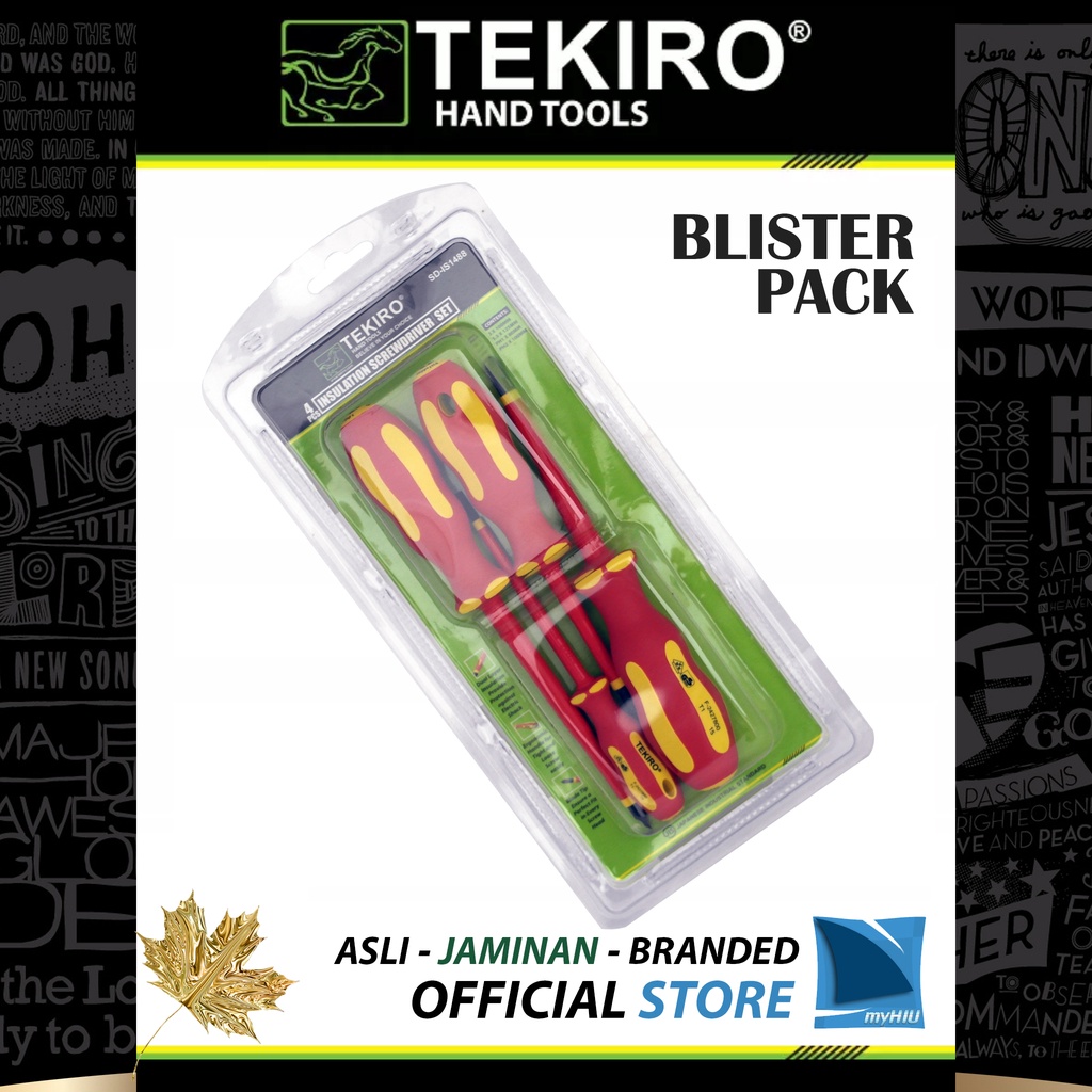 Obeng Kelistrikan Isi 4 pcs Insulasi Anti Shock Tegangan Tinggi / Insulation Screwdriver Set TEKIRO