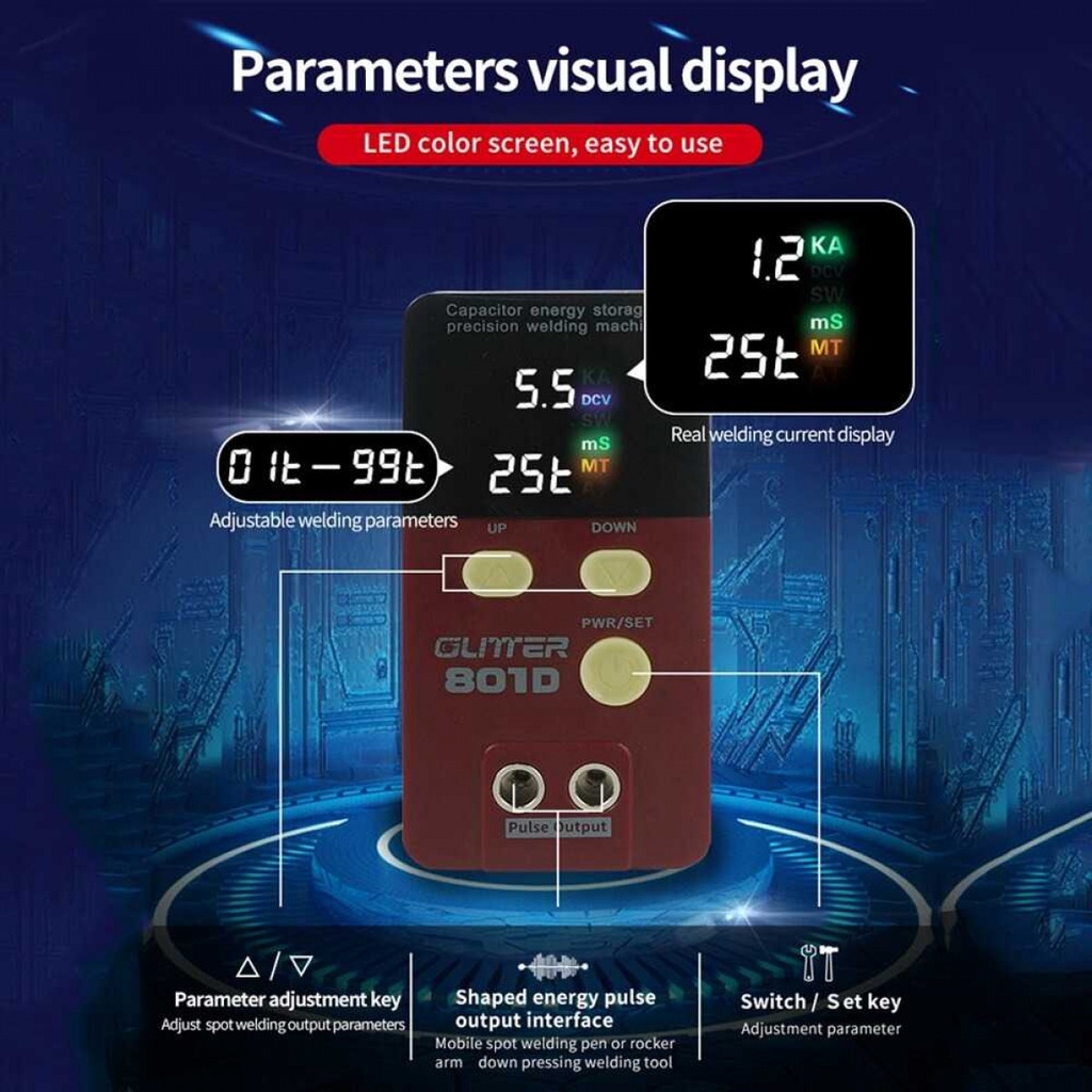 Mesin Las Plat Logam Pulse Spot Welding Machine LCD 2 Mode Pengelasan