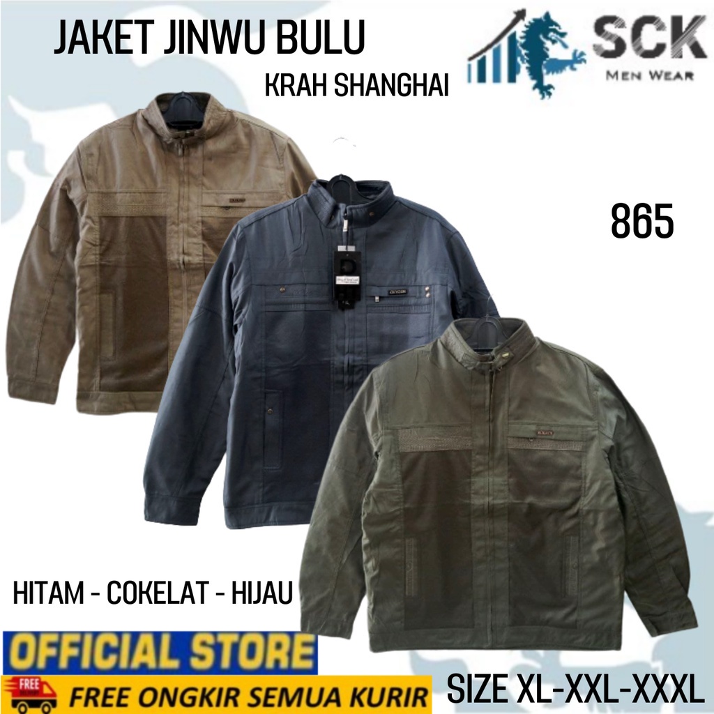 Jaket Pria JINWU 865 Parasut Dalam Bulu Kerah Shanghai Kombinasi / Pakaian Bapak ukuran XL-3XL (JUMBO)  - sckmenwear GROSIR