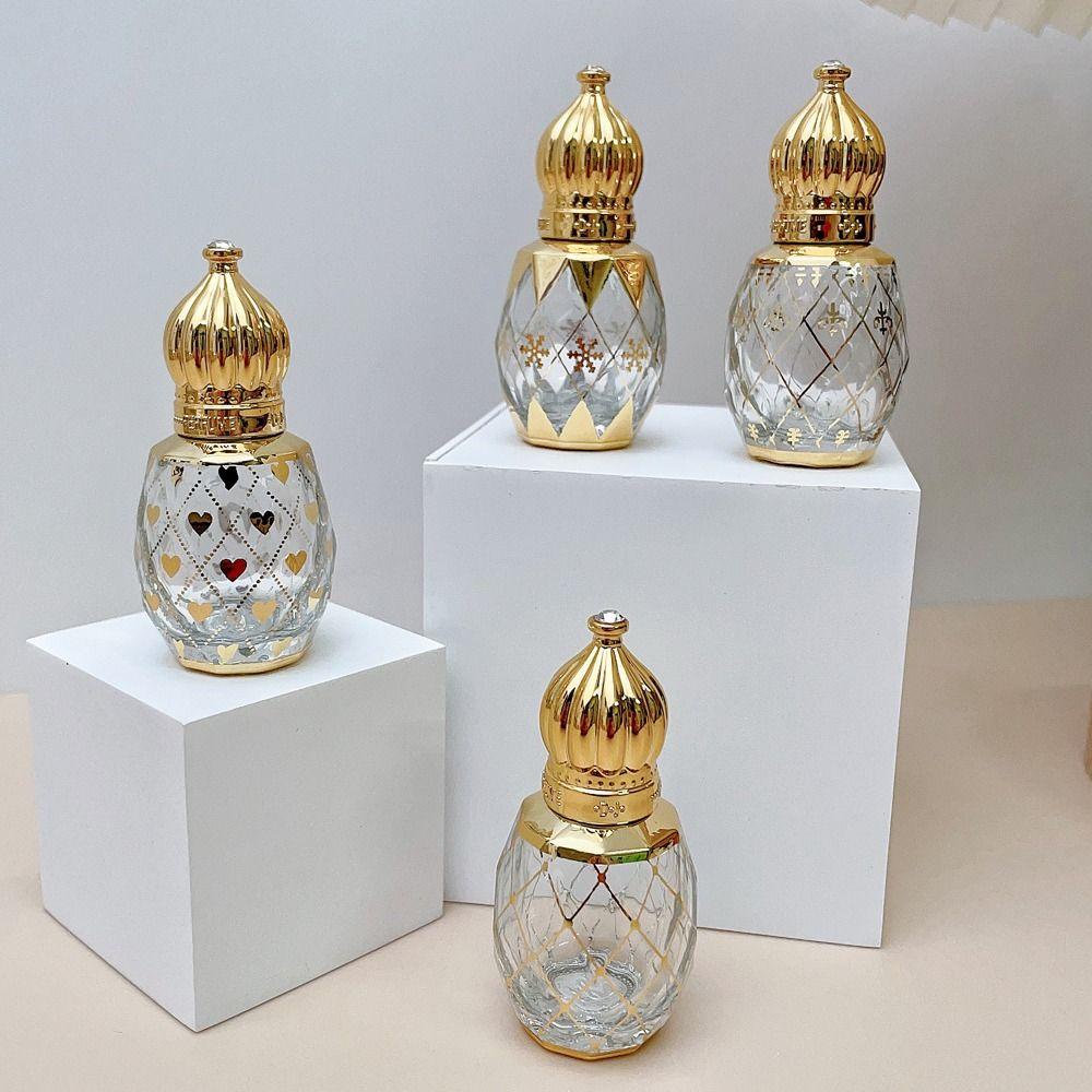 [Elegan] Botol Parfum Gold Portable Transparan Dekorasi Pernikahan Botol Isi Ulang Sample Vial Wadah Kosmetik Roller Ball Botol Vintage Roll on Bottle