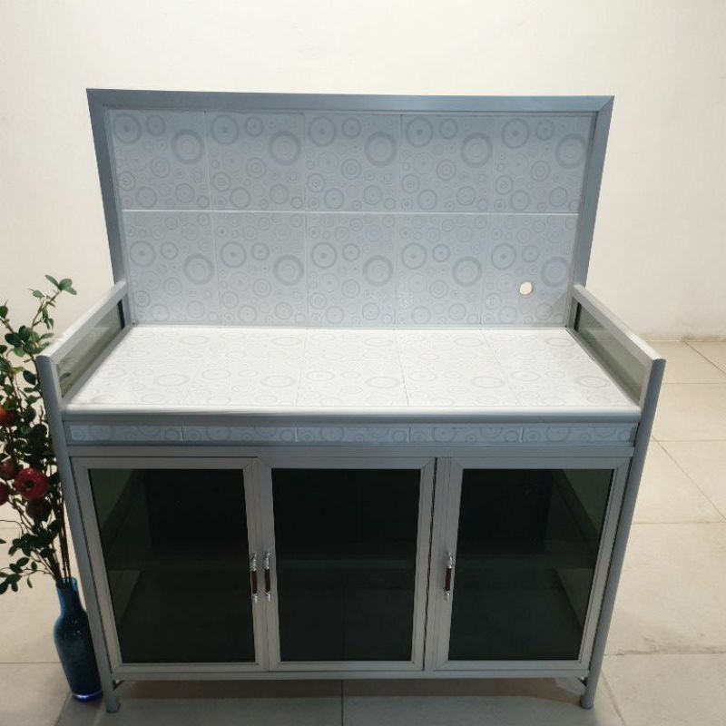 TC ALUMINIUM MKG453 106X53X70+45 s MEJA KOMPOR GAS KERAMIK ALUMINIUM SUPER 20U 2 PINTU 2 TUNGKU SIMP