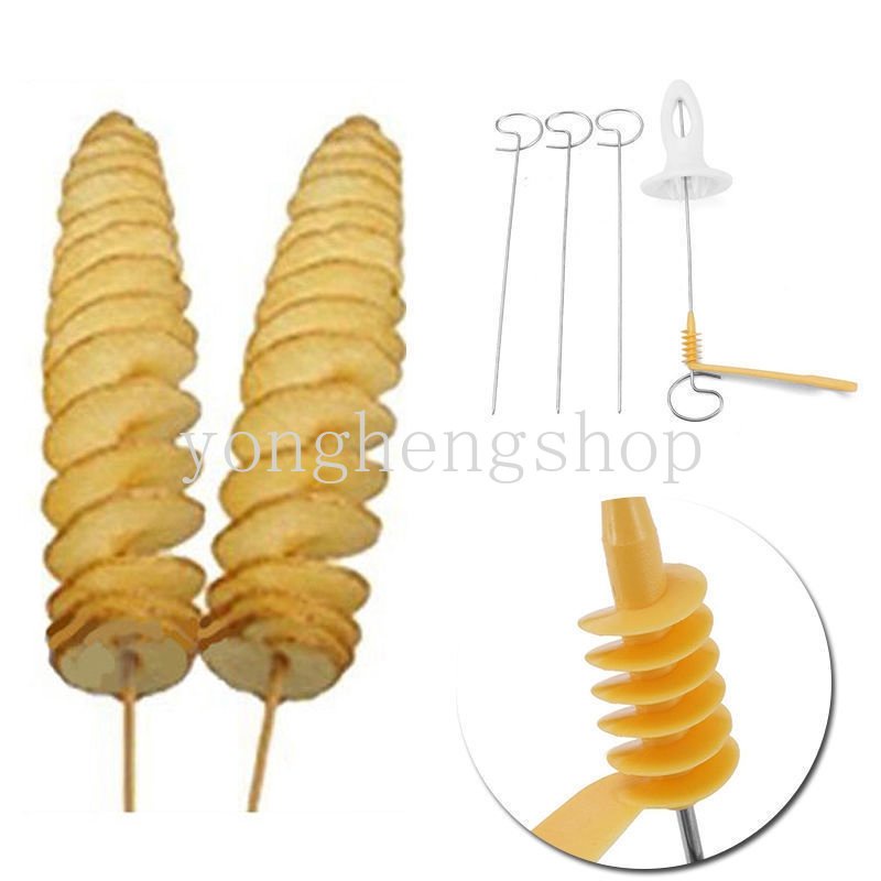 Alat Pemotong Kentang Spiral Manual Bahan Stainless Steel Untuk Dapur