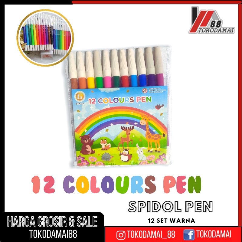 Spidol 12 Warna Medium Tip G 838-12