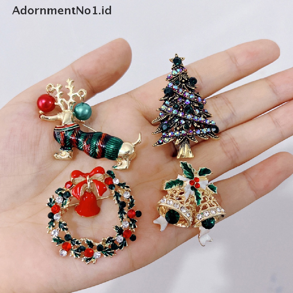 [AdornmentNo1] Tahun Baru Natal Bros Logam Lencana Pin Fashion Perhiasan Aksesoris Pohon Xmas Merry Christmas Dekorasi Pesta Baju Aksesoris [ID]