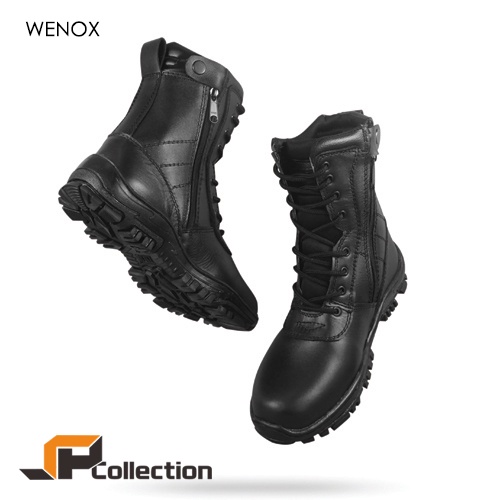 SPC Sepatu PDL Wan Hitam Boots Semata Kaki Bahan Kulit Sapi Asli Tingkat 1 Cocok Untuk Kegiatan Alam