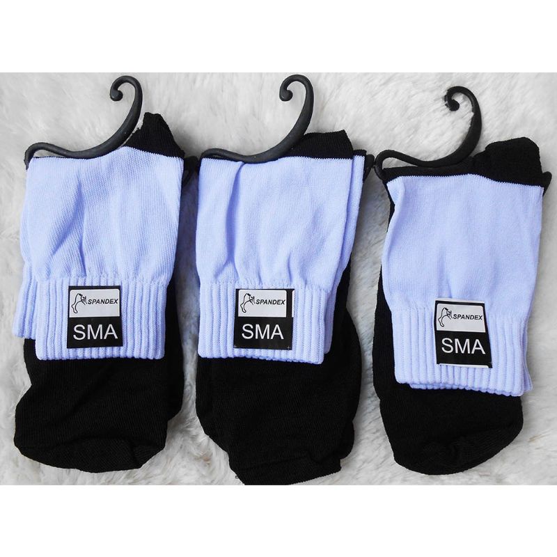 Kaos Kaki Sekolah SD SMP SMA Puti Hitam Pendek Semata kaki