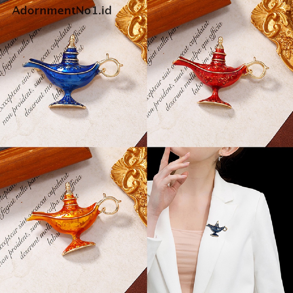 [AdornmentNo1] Lampu Aladin Antik Bros Wanita Pria 3warna Magic Light Pesta Casual Brooch [ID]