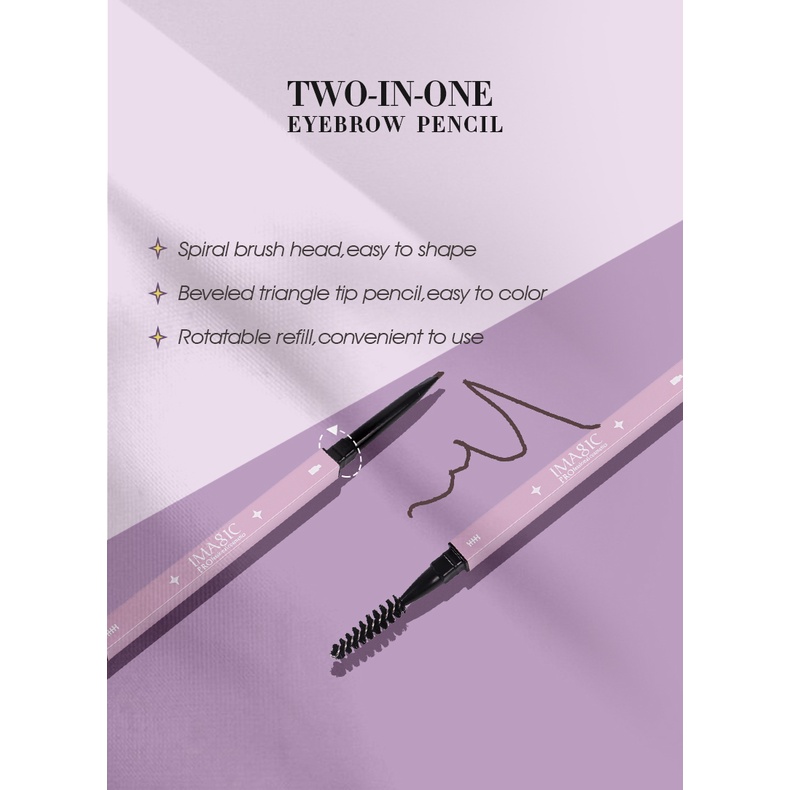 [100%ORIGINAL] IMAGIC Eyebrow Pencil Stars Purple Pink Tube Waterproof 5 Colors Eyebrow Pen