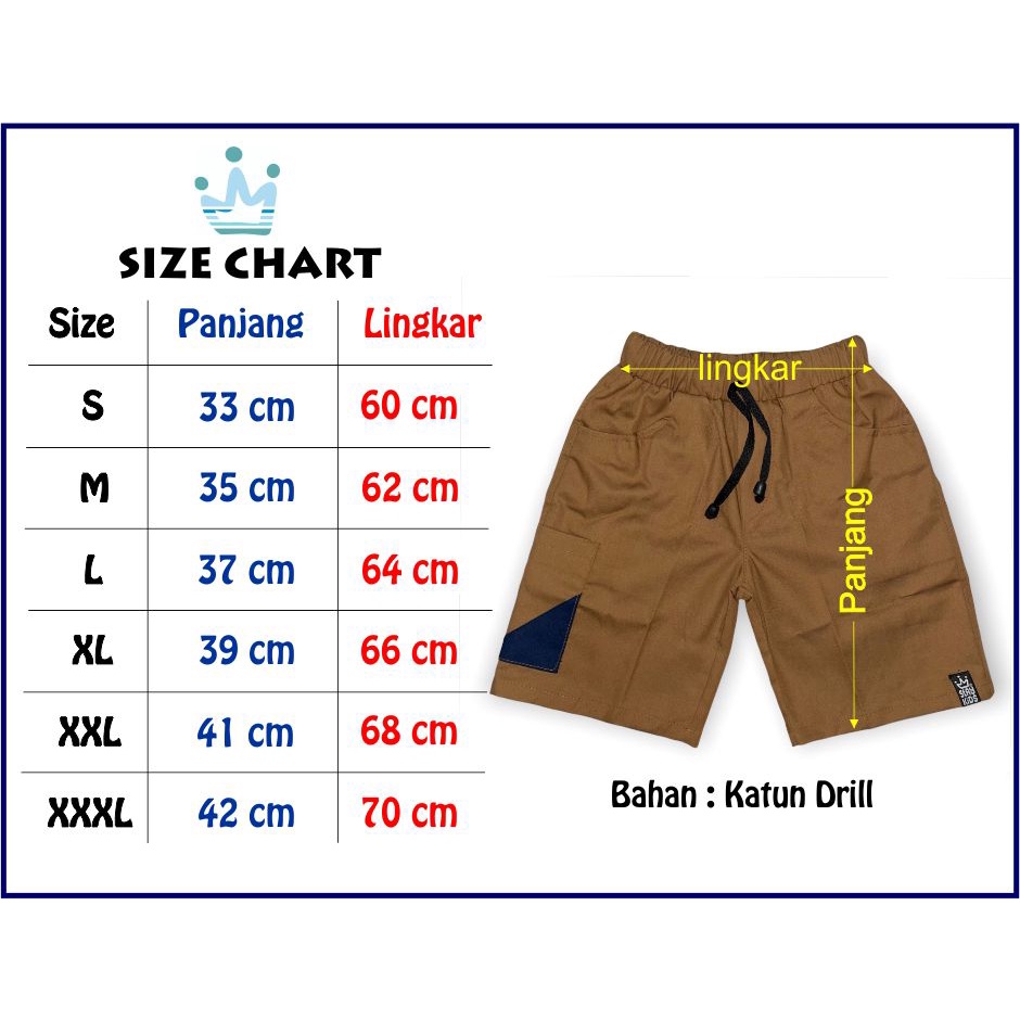 ZHAVIN CELANA PENDEK ANAK LAKI-LAKI USIA 1-12 TAHUN BAHAN KATUN TWILL